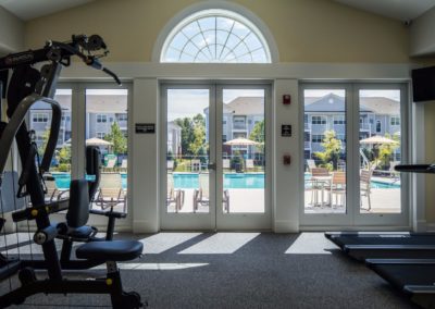 on-site fitness center in Jacksonville Station’s Warminster apartment building